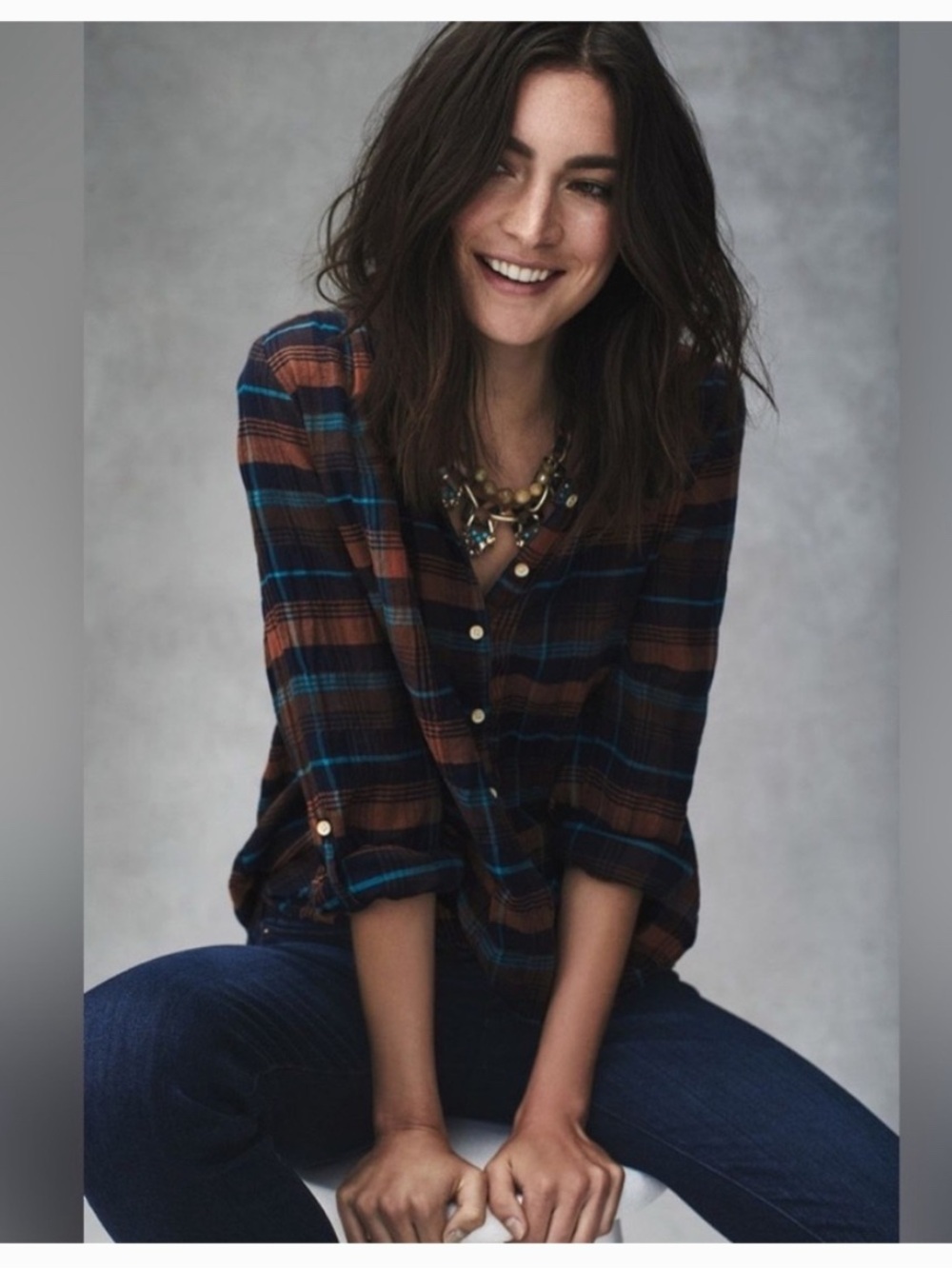 Anthropologie Isabella Sinclair flannel button down shirt size L